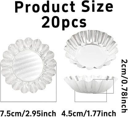 pson 20Pcs 2.95 Inch Egg Tart Molds, Non-Stick Aluminum Mini Tart Pans for Baking Tarts, Pies, Cupcakes, Muffins, Pudding, and Desserts