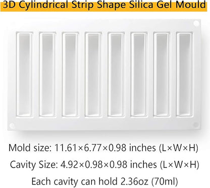 OCPO KITCHEN Cylindrical Silicone Mold for Baking Mousse Cake, 3D Silicone Baking Molds for Cakes, French Dessert, Pastry Chocolate, Silm Bar, Cake Decoration Mold, 3D Cylindrical Shape (8-Cavity)