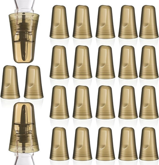 Chengu 24 Pieces Liquor Bottle Covers Pour Spout Covers Bar Toppers for Bottles Universal Pour Dispenser Dust Translucent Silicone Rubber Spout Caps for Bar Home Kitchen Tools Supplies (Champagne)