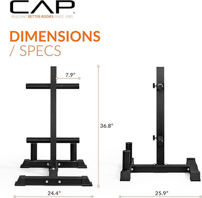 CAP Barbell 2-Inch Olympic Bumper Plate Weight Set with 6 Post Rack | 100-370 lbs | Multiple Options