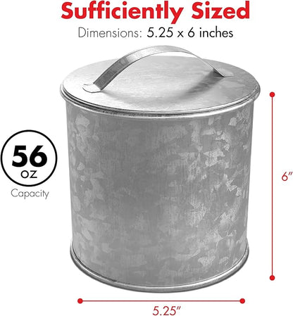 Amici Home Newport Galvanized Metal Canister | Dry Food Storage Container - 56 Ounce Capacity | Farmhouse Décor | Rustic Metal Canister for Kitchen Countertop (Silver)