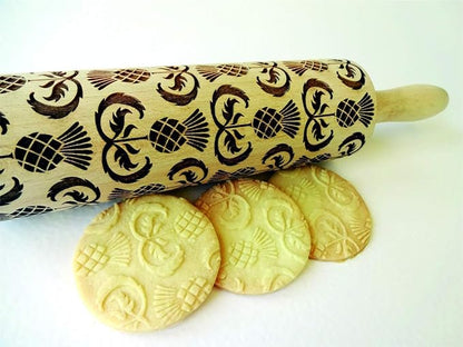 THISTLES Embossing Rolling Pin Laser engraved rolling pin with Thistle flowers Gift for mother friend