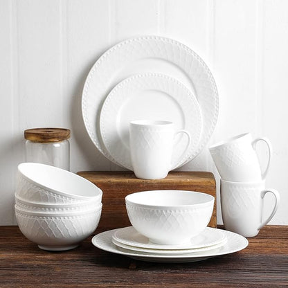 Stone Lain Alexandria 16-Piece Dinnerware Set Bone China, White