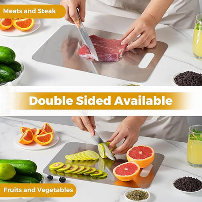 Tavano Titanium Cutting Board,100% Pure Titanium Cutting Boards for Kitchen,Double-side Available Cutting Board for Vegetables,Meat,Fruits,Easy to Store and Clean(M)