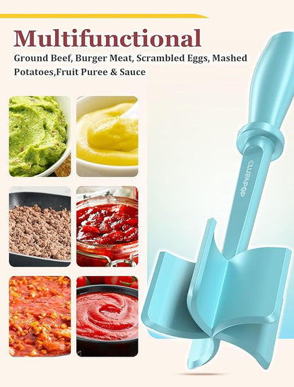 Meat Chopper, Hamburger Chopper, CLUEAPOP Potato Masher-Professional Multifunctional Heat Resistant Nylon Ground Beef Smasher Kitchen Tools And Gadgets, Safe For Non-Stick Cookware
