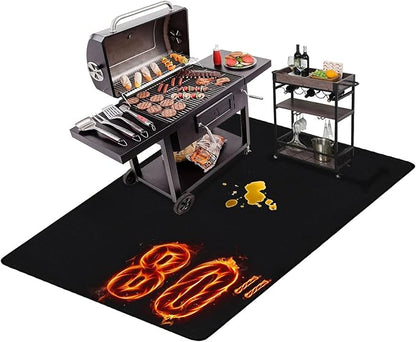 80X48 Inches Extra Large BBQ mats for outdoor grill - Fireproof Deck and Patio Protector, Waterproof and Oil-Proof Barbecue Grill Mat