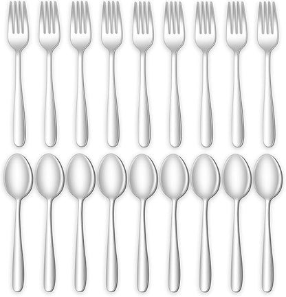 24-piece Forks and Spoons Silverware Set, Amafox Food Grade Stainless Steel Flatware Cutlery Set for Home, Kitchen and Restaurant, Mirror Polished Forks and Spoons Set for 12, Dishwasher Safe