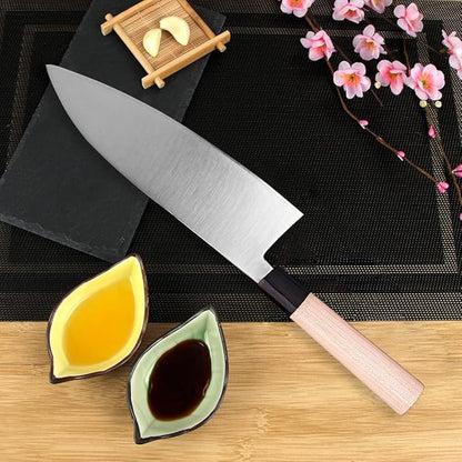 WILDMOK Left Handed 7 Inch Deba Knife German Stainless Steel Sashimi Knife Asian Usuba Salmon Knife for Left Handed