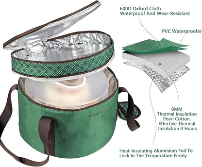 12 Inch Cake carrier Container with Lid and Handles Includes Insulated Bag for Safe Transportation of Buttercream Doesn't Melt Easy for Cakes, Pies and Cupcakes (Green)