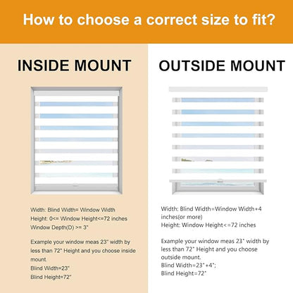 Persilux Cordless Zebra Blinds for Windows (58" W X 72" H, White) Free-Stop Roller Windows Shades Dual Layer Light Control for Day and Night, Light Filtering Sheer Shades for Home, Easy to Install