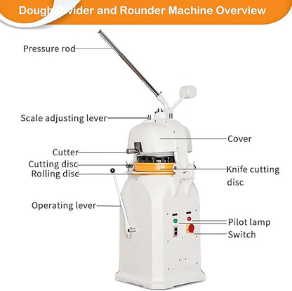 INTSUPERMAI 26 PCS Dough Divider Rounder Machine Semi-Automatic Electric Commercial Dough Splitting Ball Machine Burger Dough Cutter Rounder Machine 50-150g 110V
