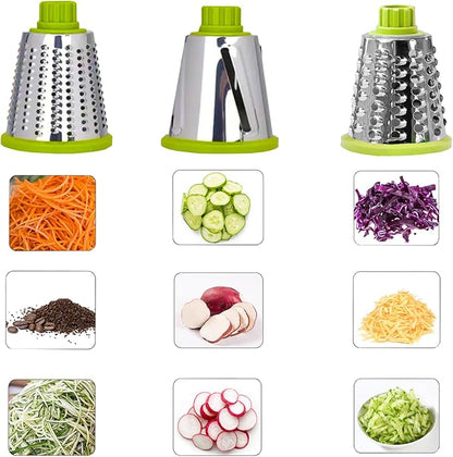 Cheese Grater Rotary Cheese Grater,Versatile Cheese Shredder,Blades for Shredding, Grating, Slicing,Cheese Shredder with Suction Base and Cleaning Brush Kitchen Gift (green)