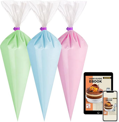 Kootek Piping Bags, Disposable Pastry Bags 16 Inch, 100 Pcs Anti Burst Large Icing Piping Bags for Cookie Frosting Cake Decorating Baking Supplies