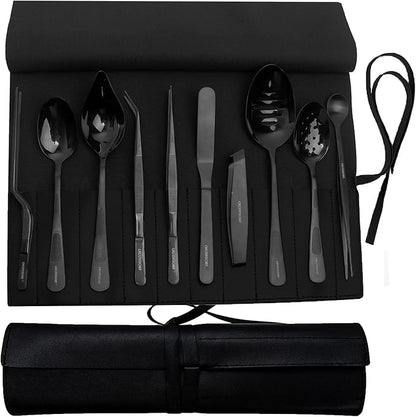 CREATIVECHEF Professional Chef Plating Kit, 10 Piece Culinary Plating Set, Black, Stainless Steel