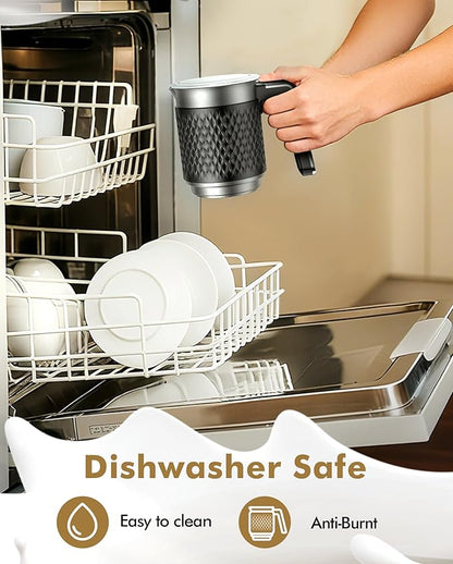 5 In 1 Milk Frother, Electric Milk Frother and Steamer 11.8oz Automatic Milk Steamer Hot & Cold Foam Maker, Milk Warmer Dishwasher Safe & Silent Working for Coffee,Latte,Cappuccino,Hot Chocolate