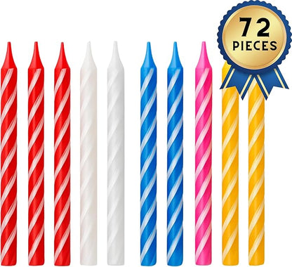 by Tugba Aydan - Birthday Candle - 72 Count Mix Color Birthday Candles for Cake, Cake Candle for Birthday, Party Small Candles