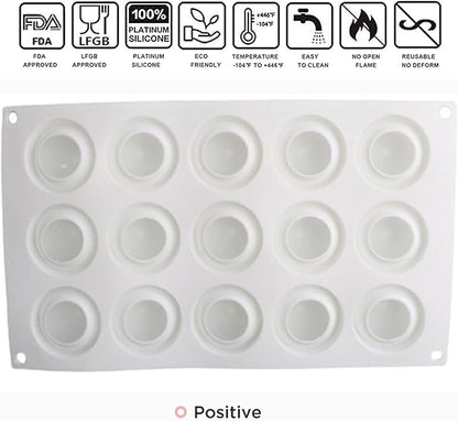 OCPO KITCHEN Apple Silicone Mold for Baking Mousse Cake, Candy, Chocolate, French Fruit Dessert, Pastry, Cupcake, Ice Cream, Pudding, Cake Decoration Mold, 3D Apple Shape (15-Cavity)