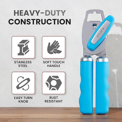 Zulay Kitchen Manual Can Opener with Bottle Opener with Turn Knob