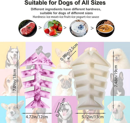 7.5IN Big Fish Bone Dog Cat Treat Mold 1 Pack, DIY Flavors for Puppy. Food Safe Silicone for Oven. Large Ice Cube Mold for Pet Chew, Cooling. Pets Birthday Cake Baking. Fun Gift for Dog Lover