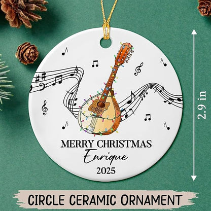 Unique Mandolin Ceramic Christmas Tree Ornament, Customized Year Text Name Keepsake Xmas Ornaments Gift for Mandolin Player Mandolinist Women Men, Personalized Mandolins Instrument Ceramic Ornament
