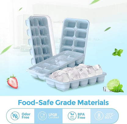 DOQAUS Ice Cube Trays 4 Pack, 40 pcs Silicone Ice Cubes Tray Maker with Spill-Resistant Removable Lid, Easy Release & Pop out, LFGB and BPA Free, Stackable Flexible, for Soup, Food, Cocktail, Coffee