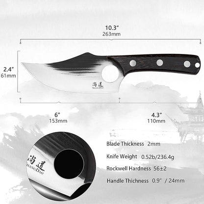 SHANGDAO Boning Knives, 6 ″ Viking Boning Knife for Meat Cutting, High-carbon steel Chopper Knife, Forged Blade & Wood Handle, Hand Forged Full Tang Knife