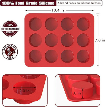 2 inch Chocolate Covered Oreo Molds Silicone - Set of 2-24 Cup SILIVO Chocolate Cookie Molds for Baking, Round Silicone Molds for Sandwich Cookie,Muffin,Cupcake,Pudding,Chocolate Coated Oreos