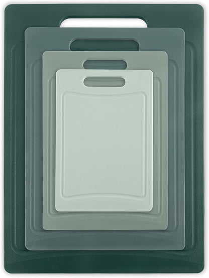 COOK WITH COLOR Non-Slip Cutting Board Set – Kitchen Essentials with Easy Grip Handle for Meat, Veggies, and Fruits, 4 Cutting Boards, Mint