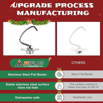 𝐒𝐭𝐚𝐢𝐧𝐥𝐞𝐬𝐬 𝐒𝐭𝐞𝐞𝐥 𝐊𝟒𝟓𝐃𝐇 Bread Dough Hook 4.5/5.0 QT kitchen mixer attachment,Bread Dough Hook K45DH Replacement for K45 K45SS KSM90 KSM150 KSM5 KSM500 Maker Attachment- by MIFLUS