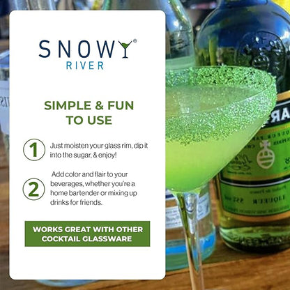 Snowy River Holly Green, Cocktail & Margarita Sugar Rimmer - Vibrant Color Glass Rimming Sugar with Medium Crystal Texture - 8oz