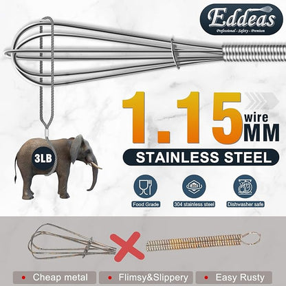 Small Whisk Stainless Steel, Mini wire whisk 3 Pieces, 5in, 6in & 7in Tiny Whisks Perfect for Whisking, Beating, Mixing Sauces & Blending Ingredients.