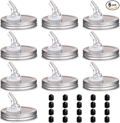 Mason Jar Pour Spouts. free flow Mason Jar Pour Spouts, mason jar for spout regular mouth size 70mm dispenser germination cover. Suitable for any liquid. Leak-Proof 10-Pack + 20 Black Lid Caps (10