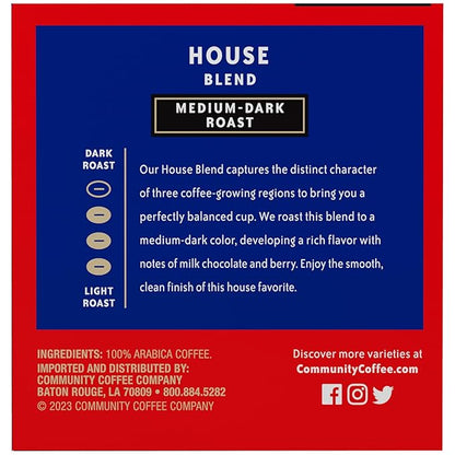 Community Coffee House Blend 72 Count Coffee Pods, Medium Dark Roast, Compatible with Keurig 2.0 K-Cup Brewers, 12 Count (Pack of 6)