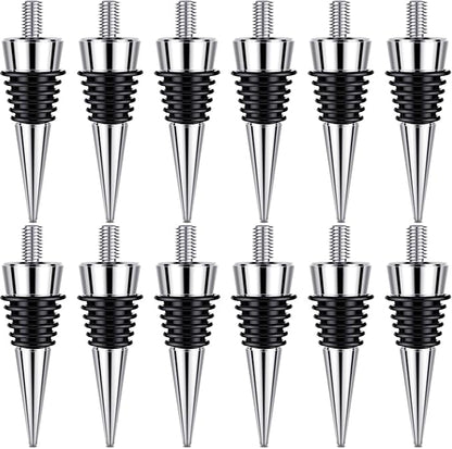12 Pieces Metal Bottle Stopper 16 x 3/8 Blank Stainless Steel Wine Bottle Stopper Kit Reusable Wine Saver Corks Chrome Bottle Stopper Set Hardware for Wedding Wine Party Bar Turning