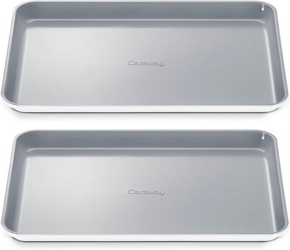 Caraway Non-Stick Ceramic Medium Baking Sheet - Naturally Slick Ceramic Coating - Non-Toxic, PTFE & PFOA Free - Perfect for Baking, Roasting, and More - Medium (15" x 10") - White