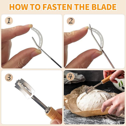 ALLTOP Danish Dough Whisk and Bread Lame Set - Dough Mixer and Bread Scoring Knife for Easy Mixing,Cuts - Essential Sourdough Making Tool for Novices & Expert Bakers