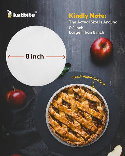 Katbite 8 Inch 400Pcs Parchment Paper Rounds, Round Parchment Paper Cake Baking, Freezing, Patty Separating, Tortilla Wrapping(2 Pack of 200Pcs)