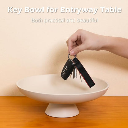 Large Decorative Bowl for Home Decor, Large Fruit Bowl for Kitchen Counter, Key Bowl for Entryway Table (Beige, Pedestal)
