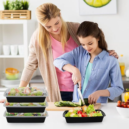 Meal Prep Containers 38oz 50 Pack Plastic To Go Food Containers, Disposable To Go Containers with Lids BPA Free, Microwave/Dishwasher/Freezer Safe