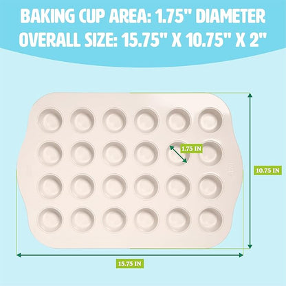 Tasty Clean Ceramic 24-Cup Mini Muffin Pan, Durable Aluminized Steel for Professional Results, Clean Ceramic Nonstick Coating, Oven Safe to 425°F, Dishwasher Safe, Aqua