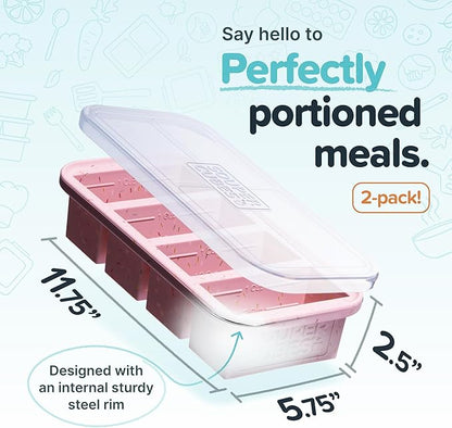 Souper Cubes 1 Cup Silicone Freezer Molds with Lids - Soup Cubes Freezer Tray with Lid - Perfect for Freezing Broth, Rice, Individual Portions, Meal Prepping and More - Sprinkles - 2-Pack