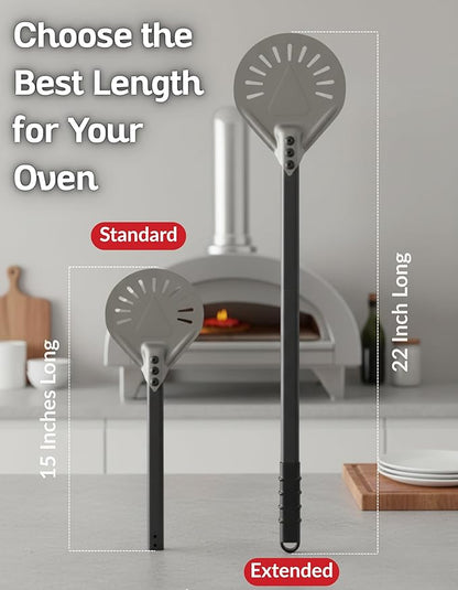 Pizza Peel Turner 7 Inch – Lightweight Aluminum Perforated Pizza Paddle with Detachable Metal Handle – Professional Pizza Oven Tool for Turning & Serving