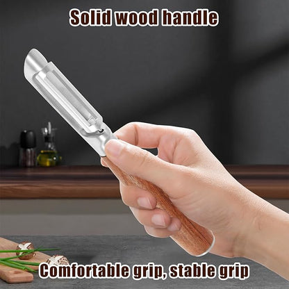 5Pcs I Style Stainless Steel Vegetable Peeler for Fruit Veggie Heat Resistant Incisive Cucumber Peeler With Solid Wood Handle for Home Kitchen Use