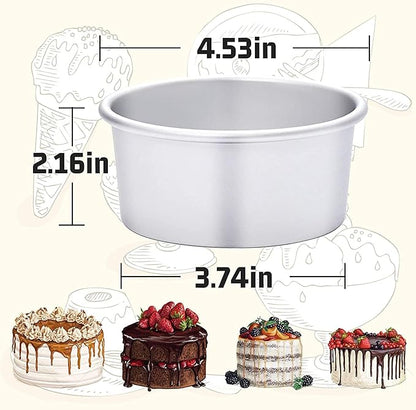 HomeMall 4 Inch Aluminum Round Cake Pan, 8 Pieces Non-stick Mini Cake Baking Pan - Layer Baking Round Cake Pans Set for Home Kitchen DIY Baking Tools Supplies