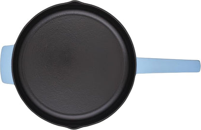 KitchenAid Enameled Cast Iron Frying Pan/Skillet with Helper Handle and Pour Spouts, 12 Inch, Blue Velvet
