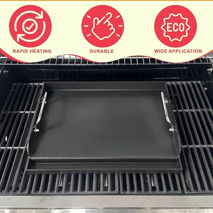 DcYourHome Universal 25" x 16" Stovetop Griddle for Gas Grill/Gas Stove, Nonstick Carbon Steel Large Griddle Pan for All Gas/Charcoal Grills Flat Top Plate, Plancha Para Cocinar, Stove Top Skillet Pan