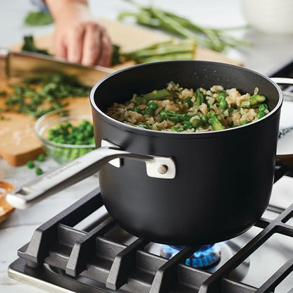 KitchenAid Hard Anodized Induction Nonstick Sauce Pan/Saucepan with Lid, 3 Quart - Matte Black