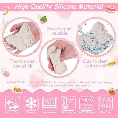 1Pcs Butterfly Silicone Mold, Chocolate Fondant Molds Butterfly Resin Mold for Home Baking Cake Decoration Cupcake Topping Candy Biscuit Flower Paste Modeling Clay Resin Crafts Wax Plaster