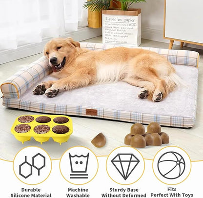 2Pcs 6 Cavities Silicone Molds for Dog Treats with Lids Compatible with Woof Pupsicle Large Refill and Power Chewer Pupsicle, Frozen Dog Treat Holder Woof Dog Treats Popsicle Dog Toy Dog Treat Maker