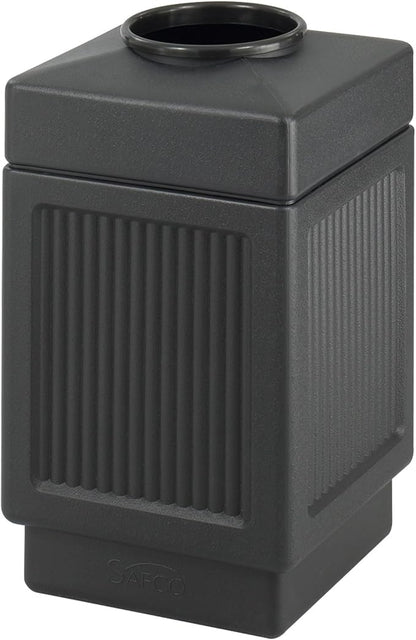 Safco Canmeleon Trash Can, 38 Gallons, Indoor and Outdoor Use, Open Top, Durable & Weather-Resistant Commercial Garbage Can, Black
